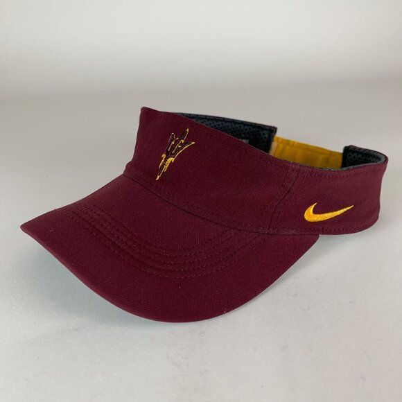 Arizona State Sun Devils NCAA Maroon Gold Nike Dri Fit Strapback Visor - Picture 1 of 4